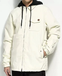 ThirtyTwo MERCHANT Mens Hooded Snowboard Jacket S Dirty White Water Repellent - Picture 1 of 22