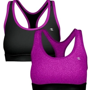 Reggiseno sportivo a compressione da donna Champion confezione da 2 nero/rasberry (taglia USA S) - Foto 1 di 1