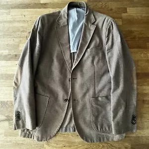 GIACCA IN COTONE SPAZZOLATO SLIM £350 MASSIMO DUTTI 44" DA UOMO BEIGE E MARRONE DENTI DA CUCCIOLO - Foto 1 di 14