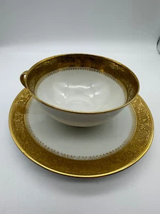 Platillo grande taza de café con incrustaciones de té antiguo Chastagner C Limoges Francia - Imagen 1 de 11