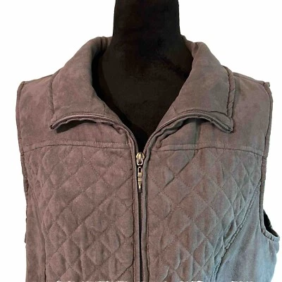Studio Works Gray Quilted Zip Up Vest Women’s Size XL Soft Pockets Zipper - Image 1 of 4