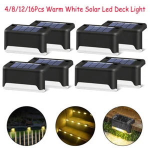 Solar Deck Lights Outdoor Waterproof LED Steps Lamps Gargen Stairs Fence Decor - Picture 1 of 12