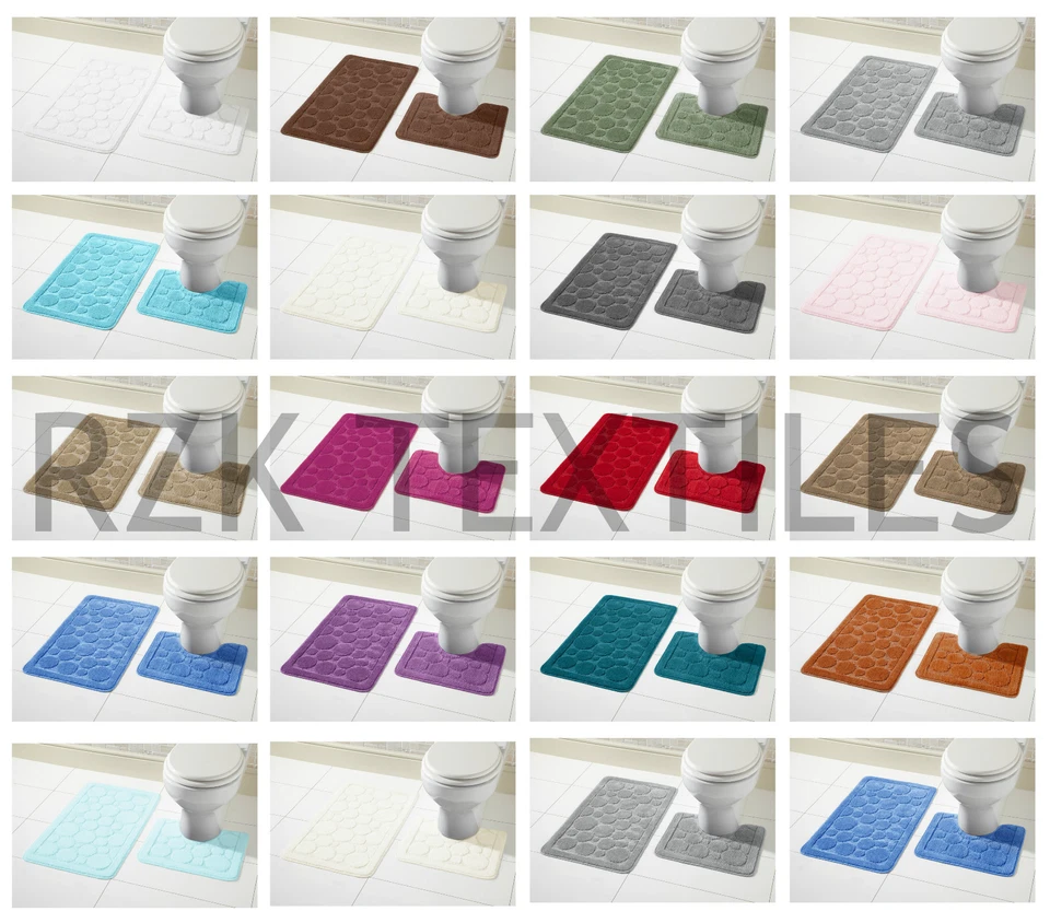 Cali Blasen 2-tlg Badematte & Klovorleger Set,Exklusiv Rutschfest Badezimmer Set - Bild 1 von 1