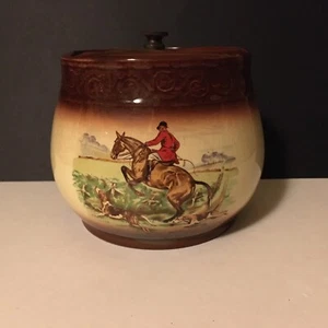 De colección Tarro de Tabaco Humidor Corona Devon Fieldings 1337 Marrón Inglaterra Caballos - Imagen 1 de 10