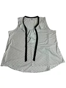 Elle Womens Polka Dot Blouse Size XL Sleeveless Bow Shirt Black/White Business - Picture 1 of 5