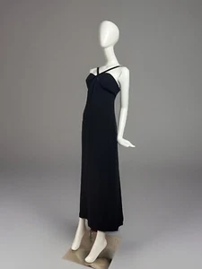 Max Mara Pianoforte Pure Silk Crepe | Grecian Column Couture Gown | Black | Neu mit Etikett - Bild 1 von 9