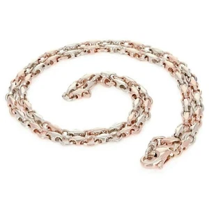 Collar de eslabón de moda hecho a mano de oro blanco y rosa de 10 K 22" 4 mm 25,9 gramos - Imagen 1 de 3
