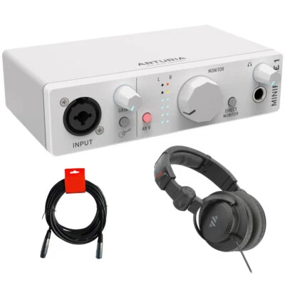 Arturia MiniFuse 1 USB-C Audio Interface, White, w/ Headphones & XLR Cable - Image 1 of 4