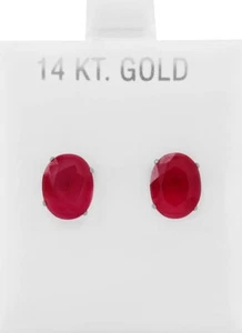 GENUINE 4.32 Cts RUBY STUD EARRINGS 14K WHITE GOLD - Free Certificate Appraisal - Picture 1 of 5