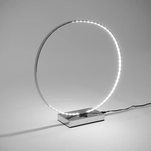 Blue/White LED Ring Chrome Modern Table Lamp - Picture 1 of 2
