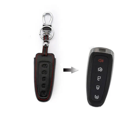 5 Buttons Leather Car Key Fob Case Cover For Ford Edge Escape Flex Focus Lincoln - Image 1 of 4