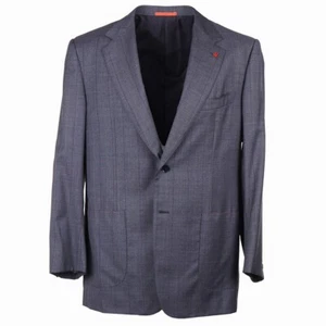 Isaia Classic-Fit Medium Gray Stripe Super 140s Wool Suit 46R (Eu 56) NWT - Picture 1 of 13
