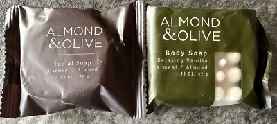 (20 TOTAL)  Almond & Olive Facial Body Soap Oatmeal Almond 1.05 oz Travel Bars - Image 1 of 2