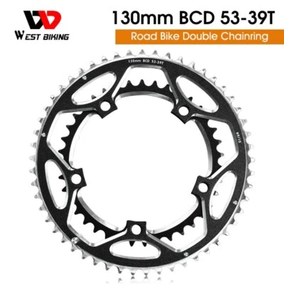 WEST BIKING Road Bike Bicycle 130mm BCD 39T/53T Double Chainrings Tooth Plate - Image 1 of 4
