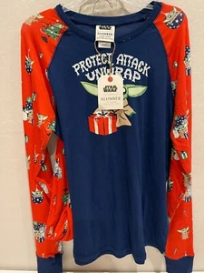 NWT Munki Slumber Christmas Star Wars Baby Yoda Women Pajama Set SZ L - Picture 1 of 2