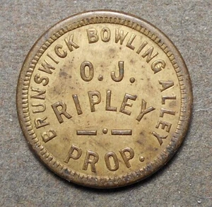 (Klamath Falls OR), Brunswick Bowling Alley, O.J. Ripley, Prop. Good For 5c I - Picture 1 of 2