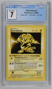 1st Edition Shadowless Electabuzz 20/102 Base Set Pokemon Card  CGC 7 - Photo 1 sur 2