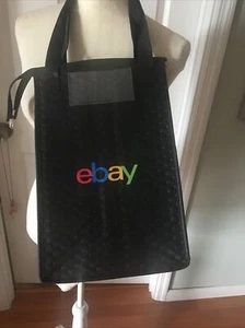 Ebay Insulated Lunch Bag Tote Zippered Black Straps Outer Pockets 14"H x9"W x7"D - Picture 1 of 8