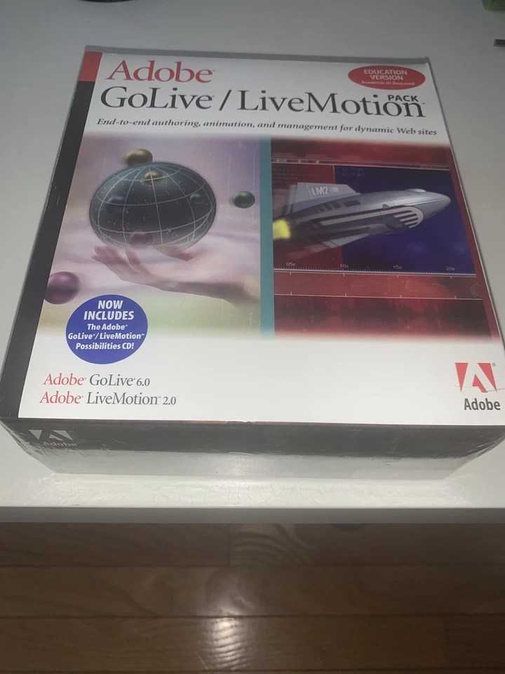 Adobe GoLive 6.0 & Live Motion 2.0 For Mac Brand New Sealed Box Rare Shrinkwrap - Image 1 of 4