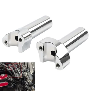 Chrome CNC 4" Straight Handlebar Risers For Harley Sportster Dyna Softail 1" Bar - Picture 1 of 11