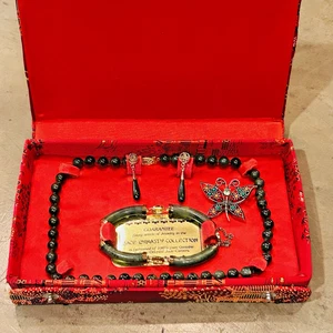 Vintage Jade Dynastie Kollektion echte Jade Halskette Armband Ohrringe Set & Pin ** - Bild 1 von 15