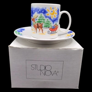 Juego de platillos vintage Studio Nova CHRISTMAS EVE Espresso Moka taza Demitasse - Imagen 1 de 12