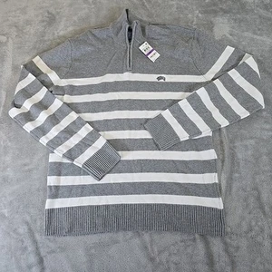 American Rag Sweater Mens XXL Gray Striped 1/4 Zip Pullover Casual Preppy - Picture 1 of 7