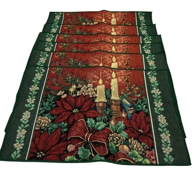 Lot Of 6 NEW Kohls Evening Solitude Tapestry Placemats Decorative Holiday Red - Image 1 of 4