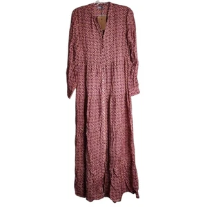 New Fusioni Floral Print Maxi Dress Long Sleeve Button Boho Summer Sz Medium - Picture 1 of 6