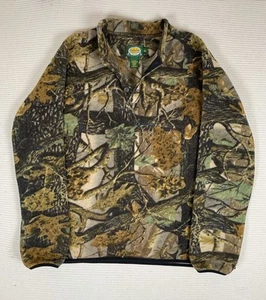 Cabelas Camo Hunting Jacket Mens Large Outdoor Fleece Lined 1/4 Snap Pullover - Picture 1 of 6