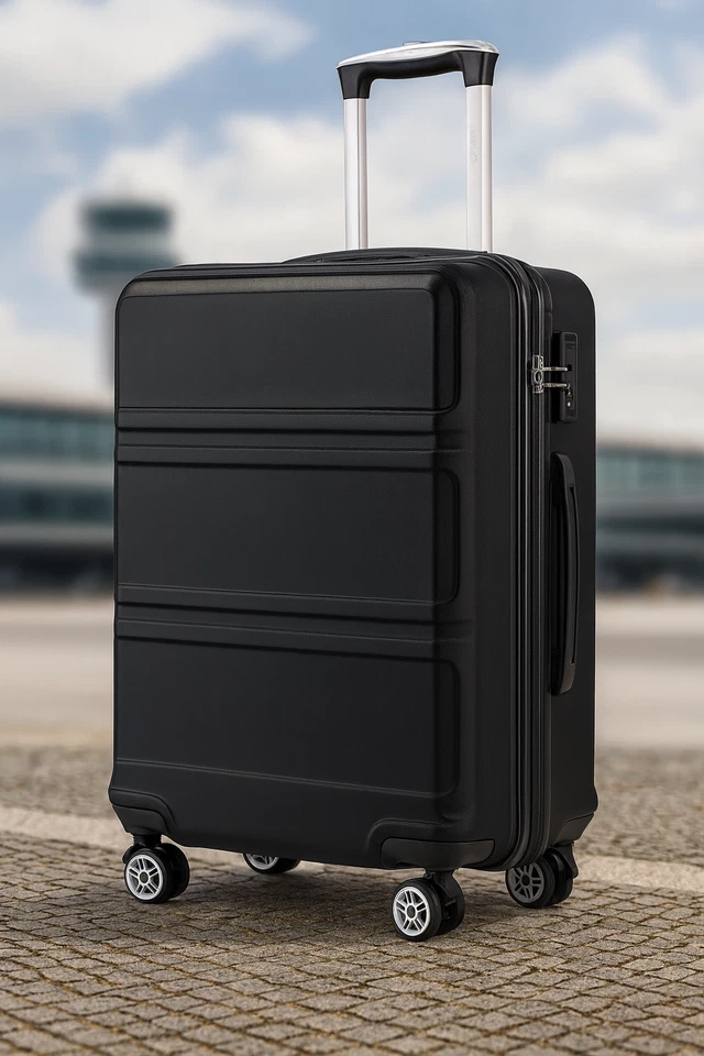 Kono Reisekoffer 66L Schwarz Hartschale Trolley 4 Rollen TSA Zahlenschloss - Bild 1 von 1