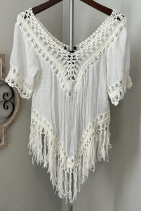 Coastal Cowgirl Crochet Fringe Boho Top Size: L (Fits S/M) - Picture 1 of 10