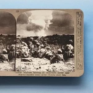 WW1 Military Stereoview C1916 Real Photo Neuve Chappelle France Indian Mortar - Picture 1 of 3