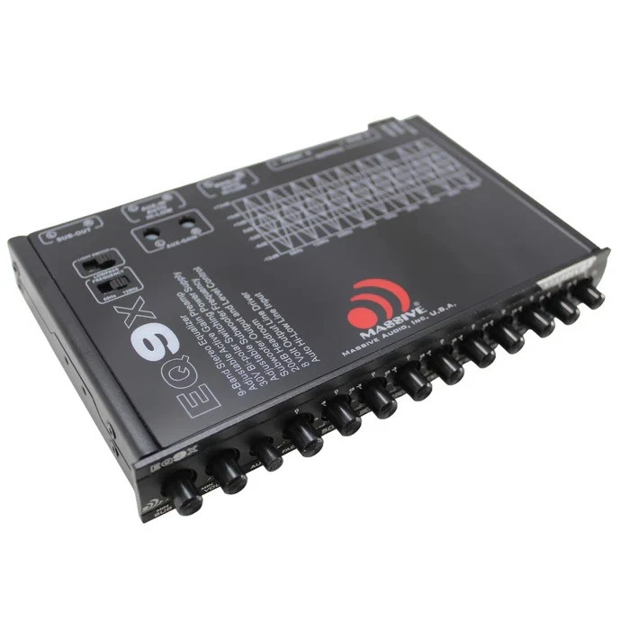 MASSIVE AUDIO EQ9X 9-BAND GRAPHIC EQUALIZER HALF-DIN CAR EQ w/ 3.5mm AUX INPUT - Image 1 of 3