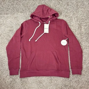PACT One For All Unisex Hoodie 100% Organic Cotton Raisin Crimson Size Small NWT - Picture 1 of 11