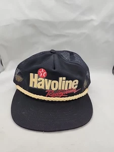 Vintage 80's Havoline Racing Team Made in USA Snapback Hat Rope Hat Black Cap - Picture 1 of 6
