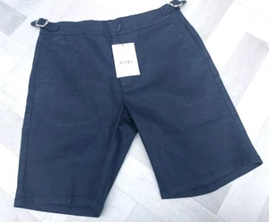 Arne Men's Linen Shorts NAVY BLUE Pockets Comfort Size 32 WAIST BNWT TAILORED - Picture 1 of 7