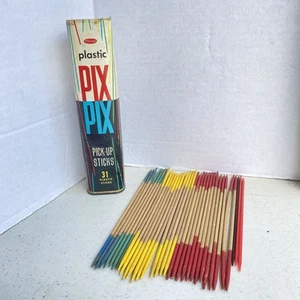 Vintage PICK UP STICKS GAME. WHITMAN, Wood & PLASTIC PIX PIX 34-pc - Picture 1 of 6