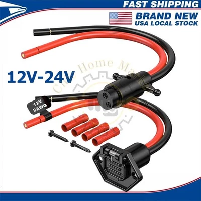 12V-24V Trolling Motor Plug Waterproof 8 Gauge 2 Wire Receptacle for Minn Kota - Image 1 of 4