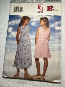 Butterick Pattern 4417 Girls Dress Two Lengths Very Easy Size 12-14 Uncut - Picture 1 of 2