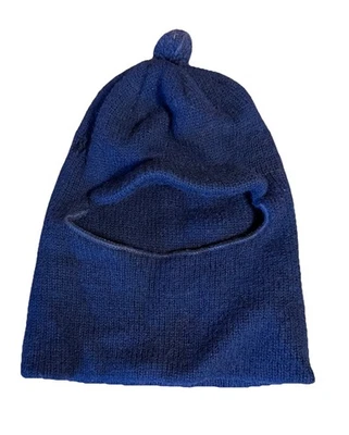 Vintage LL Bean USA 100% Wool Ski Hat Full Face Mask Beanie W/Brim & Pom - Image 1 of 4