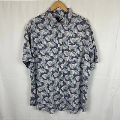Rails Men's Carson Slate Aqua Tropic Palms Linen Short Sleeve Shirt Size XXL - Image 1 of 4