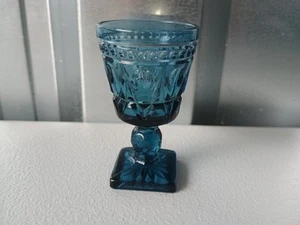Indiana Glass Colony Park Lane Aqua Blue Mini Shot calice liquore bevanda alto 3,5" - Foto 1 di 10