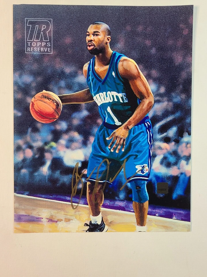 2000 Topps Reserve BARON DAVIS Autographed 8x10 Canvas Charlotte Hornets UCLA - Image 1 of 3