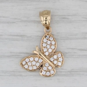 Pendente A Farfalla In Zirconia Cubica In Oro Giallo 14k - Foto 1 di 5