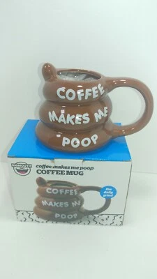 Caneca Coffee Makes Me Poop Cerâmica Novidade Mordaça Presente Xícara Café Marrom NOVO - Imagem 1 de 4