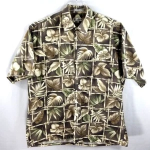 Pierre Cardin Mens Shirt Tiki Bamboo Hawaiian Button Up Short Sleeve Size XL - Bild 1 von 4