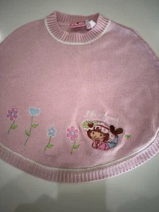 Vintage Strawberry Shortcake Knit Poncho Sweater Girls Size 18 Months - Picture 1 of 15
