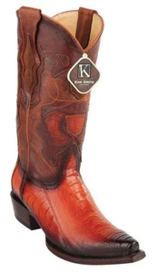KING EXOTIC COGNAC SNIP TOE GENUINE OSTRICH LEG WESTERN COWBOY BOOT EE+ 94RD0557 - Picture 1 of 3