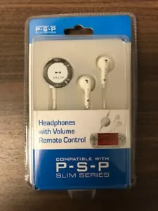 Sony PSP 2000 And 3000 White And Silver Headphones Earbuds With Volume 9E - Picture 1 of 4